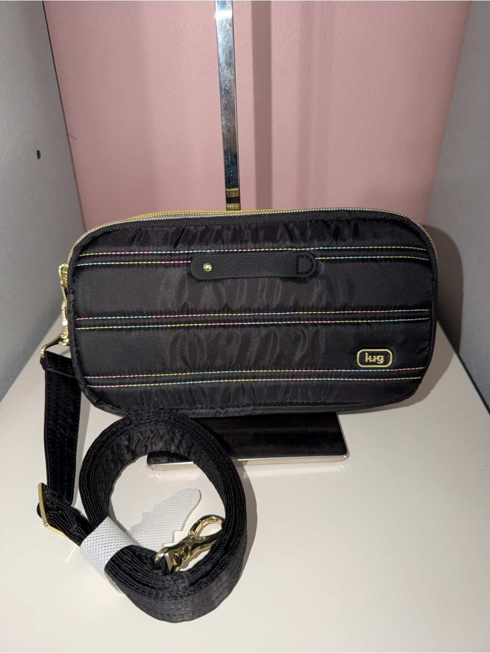 Lug Coupe XL Plus Convertible Crossbody NWOT Black Icepop Stitch